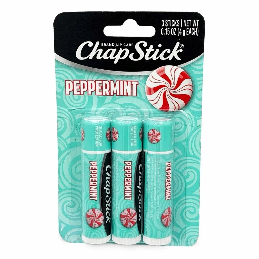 4 PK Of 3 CHAPSTICK Lip Balm PEPPERMINT Candy HOLIDAY/CHRISTMAS Limited Edition